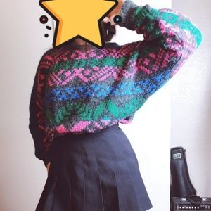 Vintage colorful knit sweater fall winter staple
